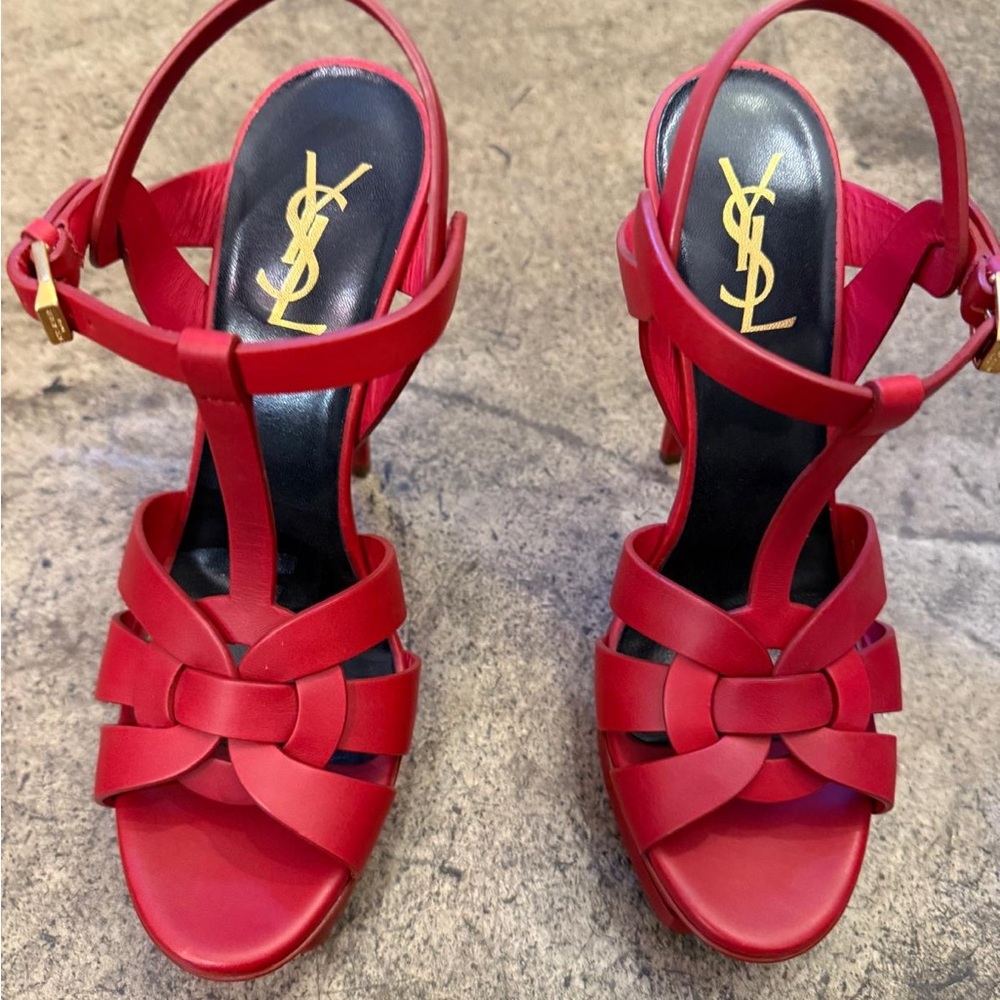 Saint Laurent Red Strappy Heels